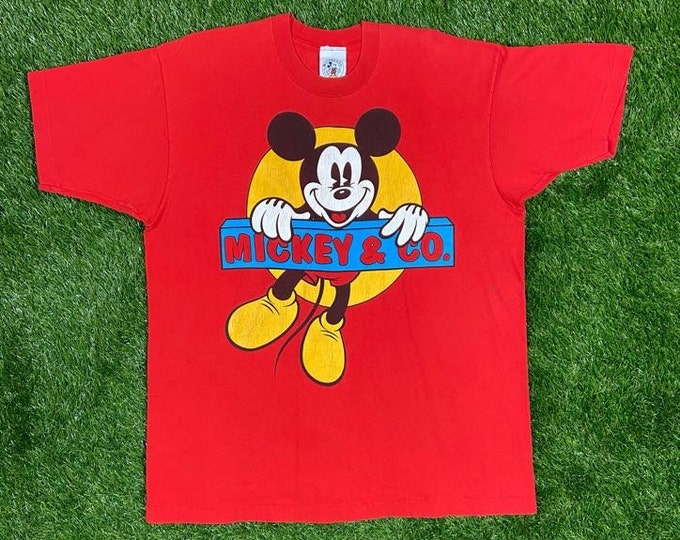 Vintage Mickey & Co Tee T Shirt Mickey Mouse Orlando FL 1990s Walt Disney World Classic 90s Magic Kingdom Size Xtra Large XL