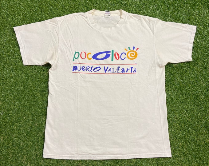 Vintage Poco Loco Club T Shirt Tee Size Large L Puerto Vallarta Mexicana Cancun Tijuana Mexico City 1990s 90s