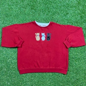 Vintage Katzen Crewneck Sweatshirt Classic Elements Gr. L Felis Catus Kätzchen Tier Grafik Pull Over Grandma 1990er 90er