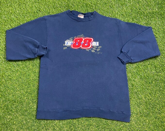 Vintage Dale Jarrett 88 Crewneck Sweatshirt Made USA Size Large L NASCAR Racing Daytona 500 Classic Rare 1990s 90s Pull Over Oversized