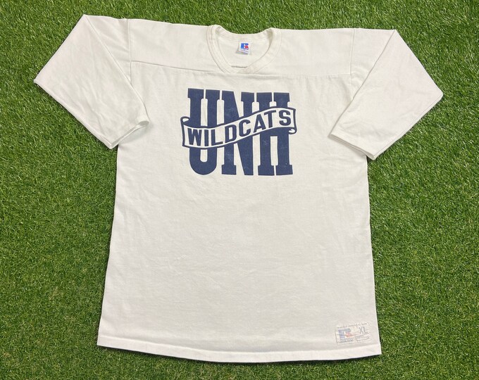 Vintage University of New Hampshire Wildcats T Shirt Tee Made USA Size Xtra Large XL NCAA College Football New England 1990s 90s