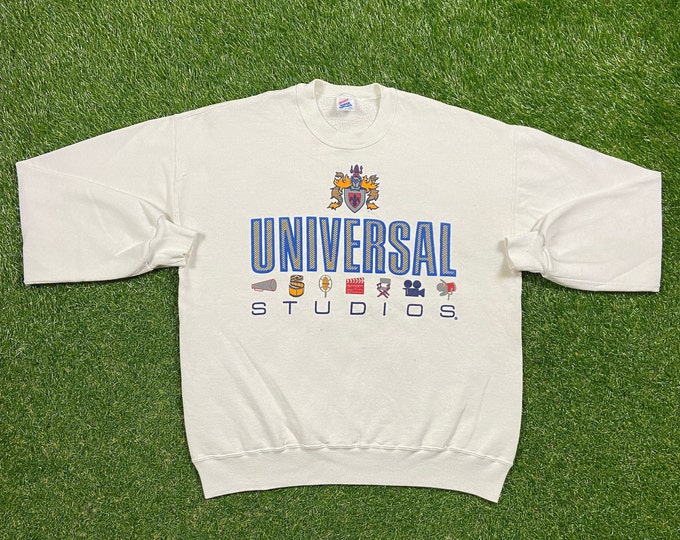 Vintage Universal Studios Crewneck Sweatshirt Jerzees Made USA Size Xtra Large XL Orlando Florida California Amusement Park Pull Over 1990s
