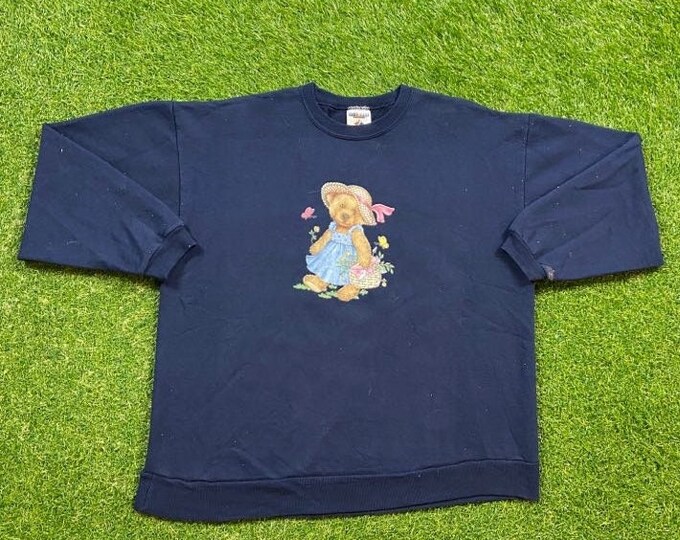 Vintage Teddy Bear Crewneck Sweatshirt Jerzees Size Large L Polo Ralph Lauren RL American Apparel Bear Comfy Warm Pull Over
