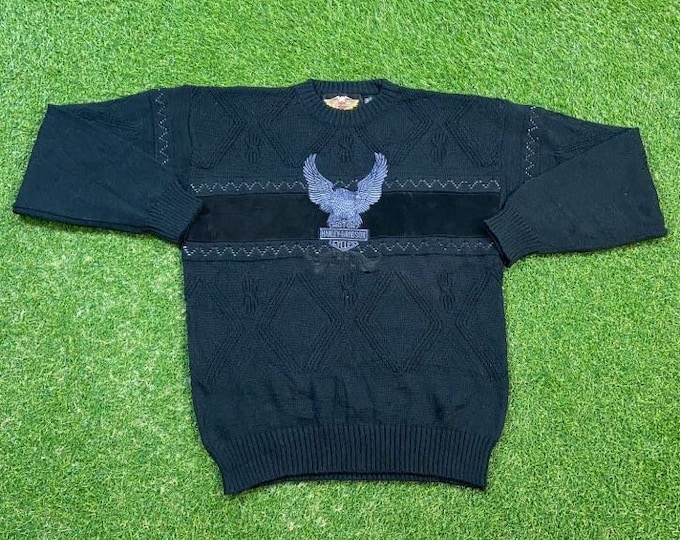 Vintage Harley Davidson Crewneck Sweatshirt Size Medium M Hog Biker Motorcycles 1990s 90s Pull Over Oversized