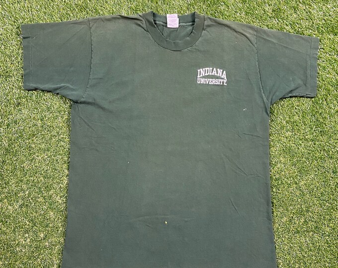 Vintage Indiana University T Shirt Tee Fruit of The Loom Size Xtra Large XL 1990s NCAA College Basketball IU Hoosiers 90's Classic