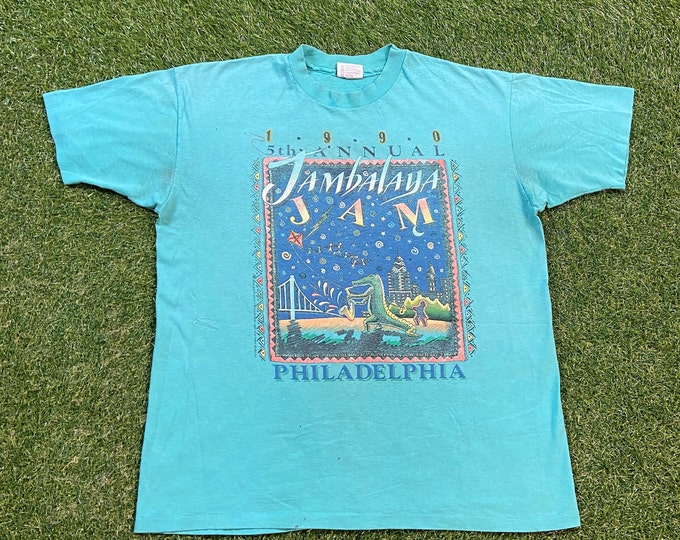 Vintage Jambalaya Jam T Shirt Tee Hanes Made USA Size Xtra Large XL 5th Annual Philadelphia Pennsylvania 1990s 90s