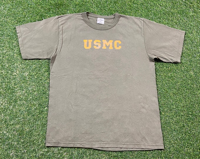 Vintage USMC United States Marines Corps T Shirt Tee The Cotton Exchange Made USA Size Large L Navy Army Military 1990s 90s