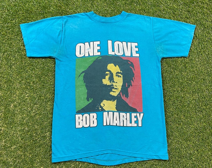 Vintage Bob Marley T Shirt Tee Size Medium M One Love Legend Rare Print Classic Reggae Music 1990s 90s