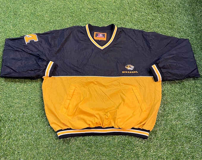 Vintage University of Missouri Tigers Windbreaker Jacket Size Xtra Large XL NCAA College Basketball Classic Light Rain Coat 1990s 90s