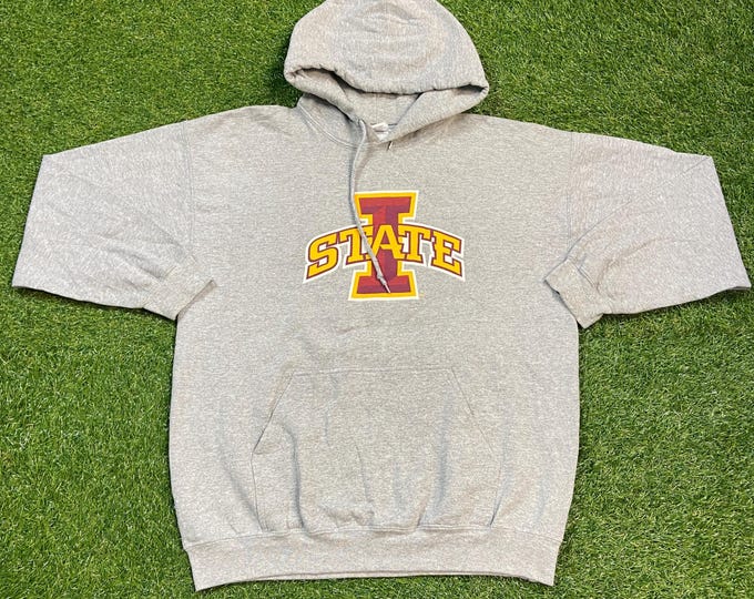 Vintage University of Iowa State Cyclones Hoodie Sweatshirt Size Large L ISU Ames NCAA College Football 1990s 90s Pull Over Oversized