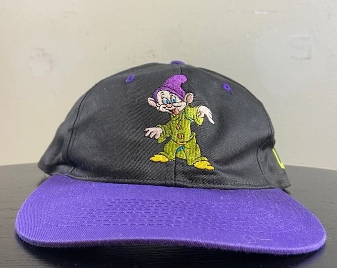 Vintage Dopey 7 Dwarfs Snow White Snapback Hat Cap OSFA Walt Disney World Magic Kingdom Mickey Mouse 1990s 90s