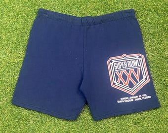 Vintage Super Bowl XXV Sweat Shorts Made USA Size Medium M New York Giants vs Buffalo Bills NFL Football Tampa Bay Florida 1990s 90s