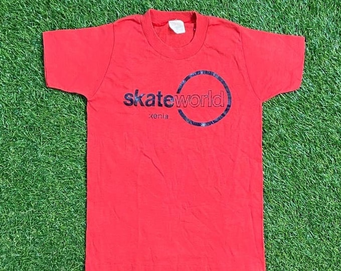 Vintage Skate World T Shirt Tee Size Youth Small Xenia Ohio Roller Skating Rollerblading Skate Board Roller Rink Birthday Party 1990s 90s