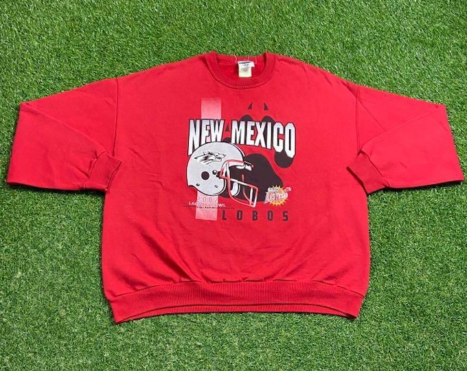 Vintage University of New Mexico Crewneck Sweatshirt Size Xtra Large XL NCAA College Football Lobos Pull Over Oversized 00s