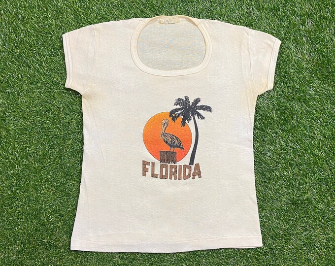 Vintage Florida T Shirt Tee Made USA Size Large L Jacksonville Miami Orlando Tropical Islands Beach 1990s 90s