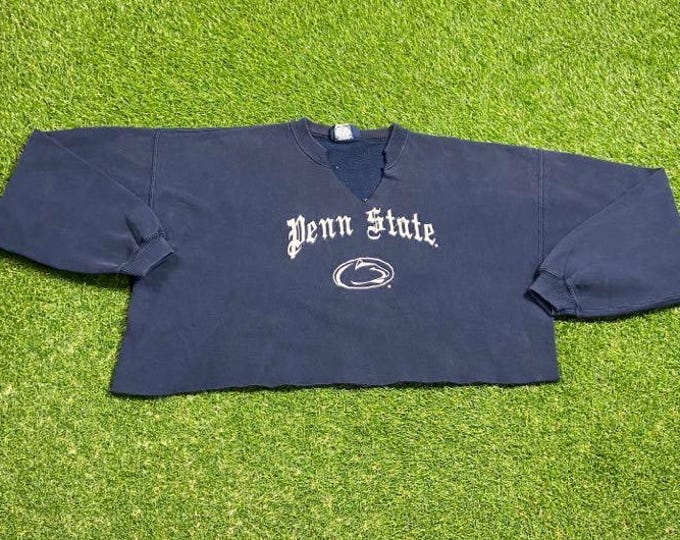 Vintage Penn State University Nittany Lions Cropped Crewneck Sweatshirt Made USA Size Xtra Large XL NCAA College Football Pennsylvania 90s