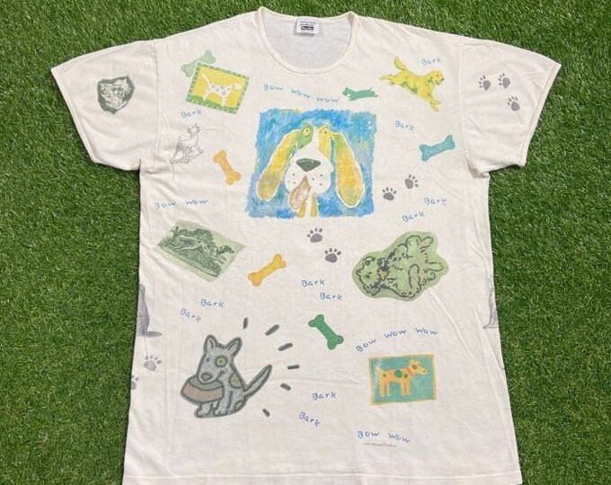 Vintage Dog Portrait T Shirt Tee Relevant Products Made USA Size Xtra Large XL Puppy Dog Breed Pet Animal 1990s 90s