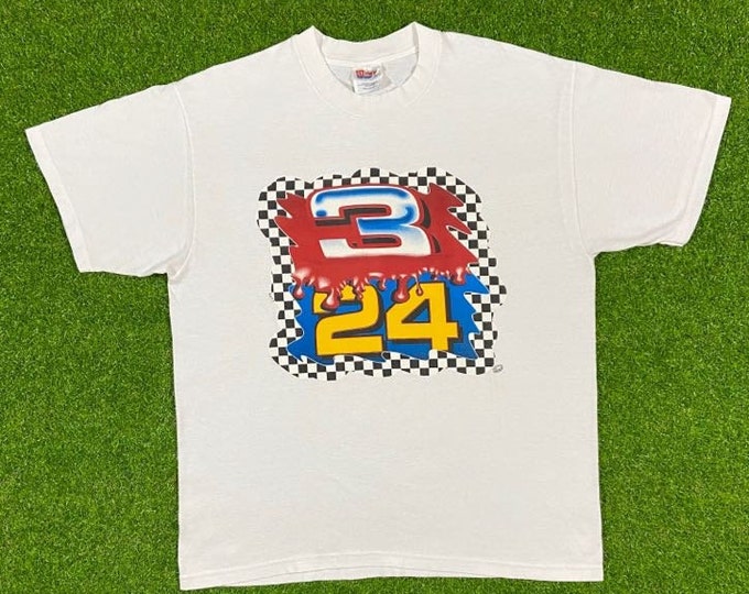 Vintage Dale Earnhardt 3 Jeff Gordon 24 NASCAR T Shirt Hanes Large 1990s 90s Small Ring Intimidator Racing Classic Rare Shirt Collab Car
