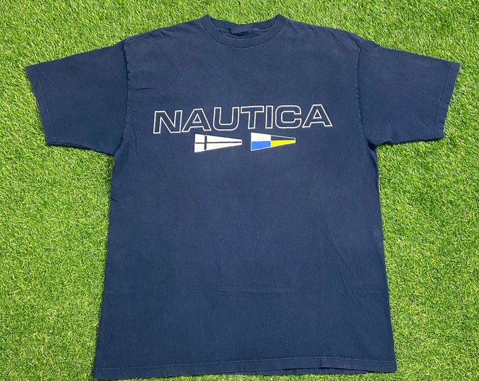 Vintage Nautica T Shirt Tee Size Xtra Large XL Quality Comfortable Fit American Apparel 1990s Sailing Gear Yacht Ocean 90s