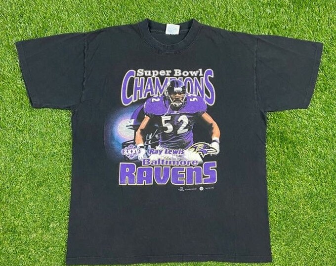 Vintage Baltimore Ravens Super Bowl XXXV 2001 T Shirt Tee All Sport Made Usa Size Xtra Large XL NFL Football Maryland Ray Lewis