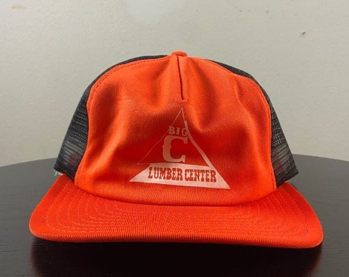 Vintage Big C Lumber Center Snapback Hat OSFA Construction Machinery Manufacturer 1980s 80s