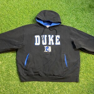 Vintage Duke University Hoodie Sweatshirt Size Large L NCAA College Basketball Blue Devils North Carolina Pull Over Oversized 1990s 90s