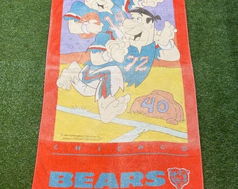 Vintage Chicago Bears The Flintstones Towel NFL Football Illinois Hanna-Barbera Classic Cartoon 1990s 90s Beach Towel