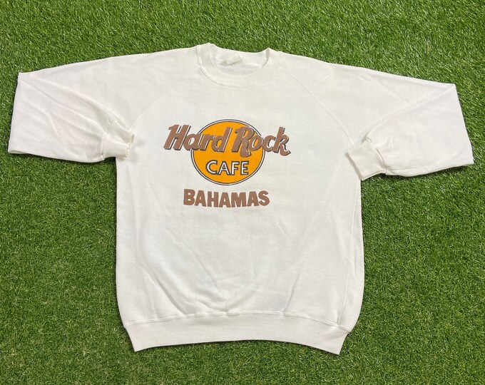 Vintage Hard Rock Cafe Bahamas Crewneck Sweatshirt Size Medium Island Palm Trees Tropical Beach Caribbean Classic Music 1990s 90s Pull Over