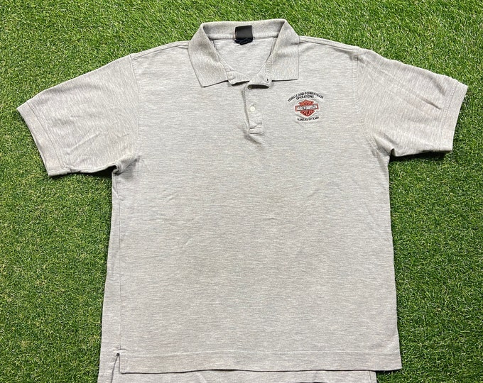 Vintage Harley Davidson Kansas City Missouri Polo Shirt Size Large L HOG 3D Motorcycle Truckers Biker 1980s 1990s 90s