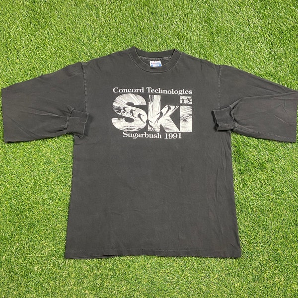 Vintage Concord Technologies Ski Long Sleeve T Shirt Made USA Size Xtra Large XL Sugarbush Vermont Mountain Resort Snowboard 1990s 90s