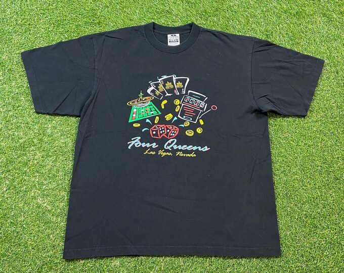 Vintage Four Queens T Shirt Tee Proc Club Size Xtra Large XL Las Vegas Hotel Casino Gambling Sin City Nevada Tourist Visitor 1990s 90s