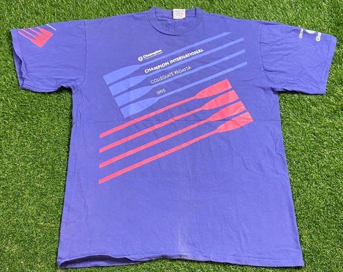 Vintage 1995 Champion International Collegiate Regatta T Shirt Tee Size Xtra Large XL Rowing Championship Crew Boats Row Racing 1990s 90s