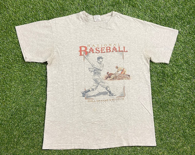Vintage National Baseball Hall of Fame & Museum T Shirt Tee Made USA Size Large L MLB Baseball New York Cooperstown Hall of Fame 1990s 90s