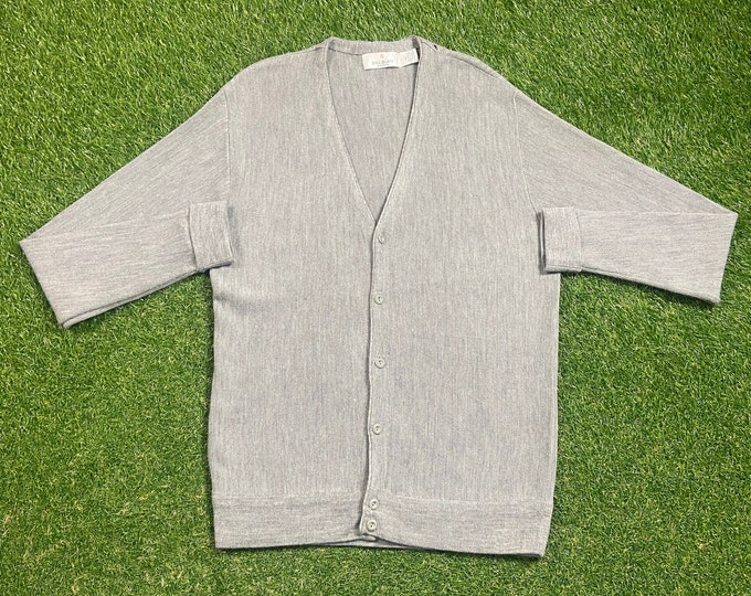 Vintage Gray Cardigan Sweater Bill Bass Size Xtra Large XL 1980s 80s Designer Streetwear Comfy Button Down