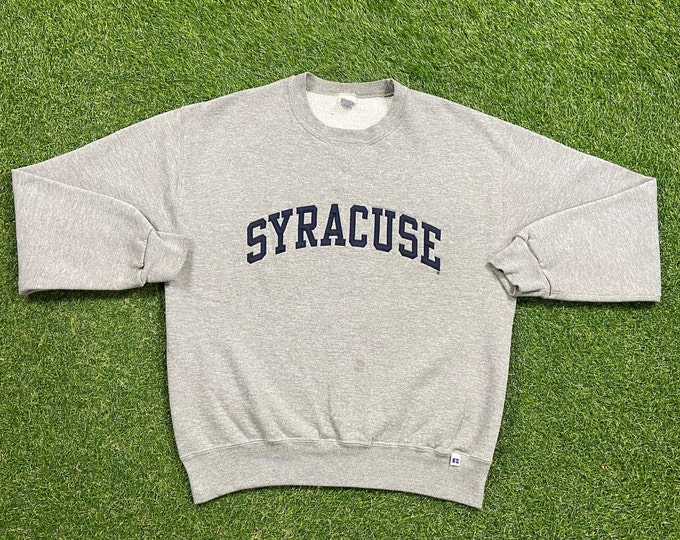 Vintage Syracuse University Crewneck Sweatshirt Russell Athletic Size Large L New York Orangemen NCAA College Basketball Ny Pull Over
