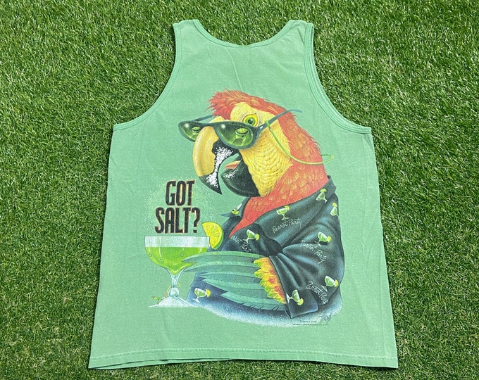 Vintage Caribbean Got Salt? Tank Top Shirt Size Large L Tropical Caribbean Island Beach Vacation Ocean 1990s 90s Parrot Head