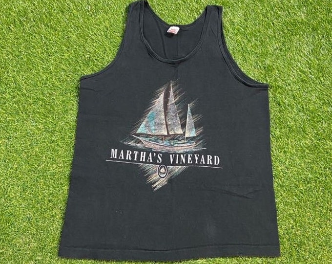 Vintage Martha's Vineyard Tank Top Shirt Made USA Size Large L Cape Cod Massachusetts New England 1990s 90s