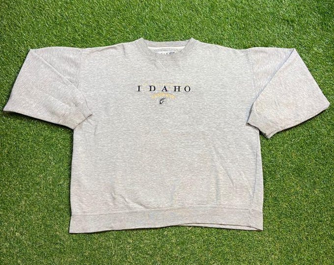 Vintage University of Idaho Crewneck Sweatshirt Size Xtra Large XL NCAA College Football Yellowstone National Park Pull Over Oversized 1990s
