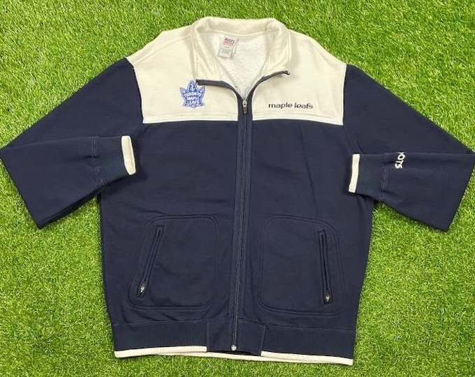 Vintage Toronto Maple Leafs Track Jacket Roots Athletic Size Xtra Large XL Made in Canada NHL Hockey