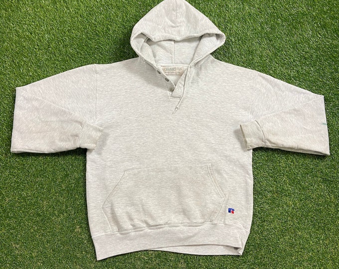 Vintage Plain Gray LL Bean Hoodie Sweatshirt Size Large L Quality 1990s Oversized Comfy Great Fit Made USA Original 90s Pull Over