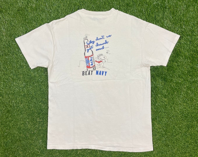 Vintage Army Vs Navy T 1990 Circus Chugfest Shirt Tee Hanes Made USA Size Xtra Large XL Unites States Military Navy Marines Snoopy