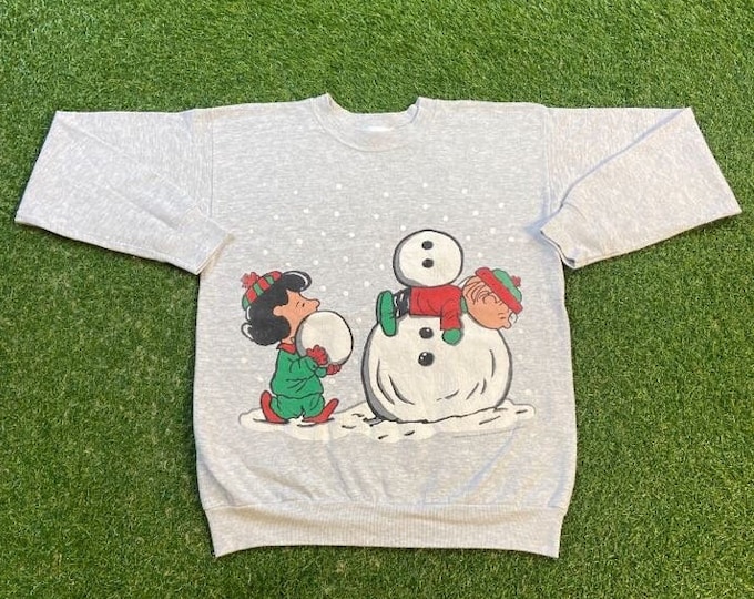Ugly Christmas Sweater Vintage Tacky Holiday Party Merry Santa Classic Size Large L 90s Xmas Snoopy Peanuts Charlie Brown Pull Over