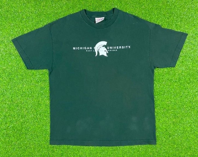 Vintage University of Michigan State Spartans T Shirt Tee NCAA Basketball Steve & Barry's Xtra Large XL Detroit 1990s 90s Classic