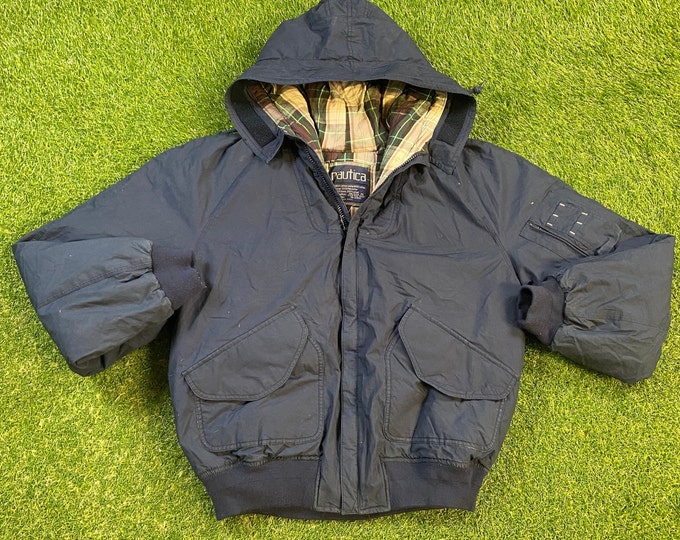 Vintage Nautica Jacket Size Xtra Large XL Yacht Sailing Zipup Winter Coat 90s Heavy Snow Warm Boat J Class Light Rain 1990s Down Feathers