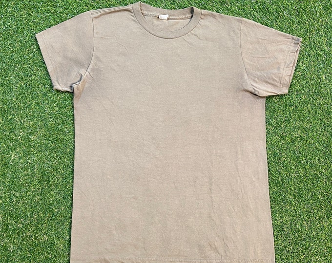 Vintage Plain Brown T Shirt Tee Size Small S Quality 1990's Great Fit Original 90s Military
