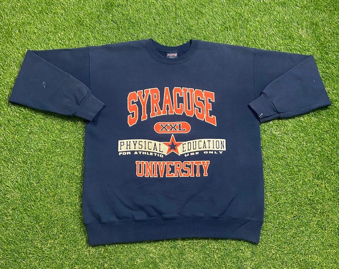Vintage Syracuse University Crewneck Sweatshirt Made USA Size Xtra Large XL New York Orangemen NCAA College Football Ny 1990s Pull Over