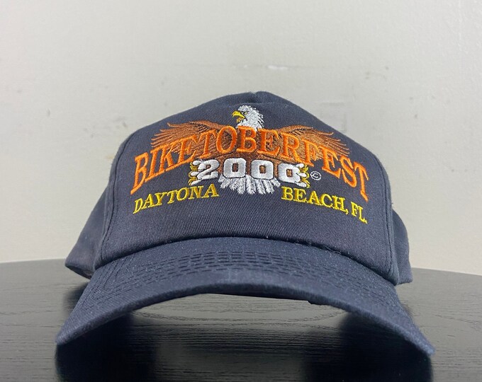 Vintage Biketoberfest Snapback Hat OSFA Bike Week Daytona Beach Florida Harley Davidson HOG Motorcycle Truckers Biker 00s