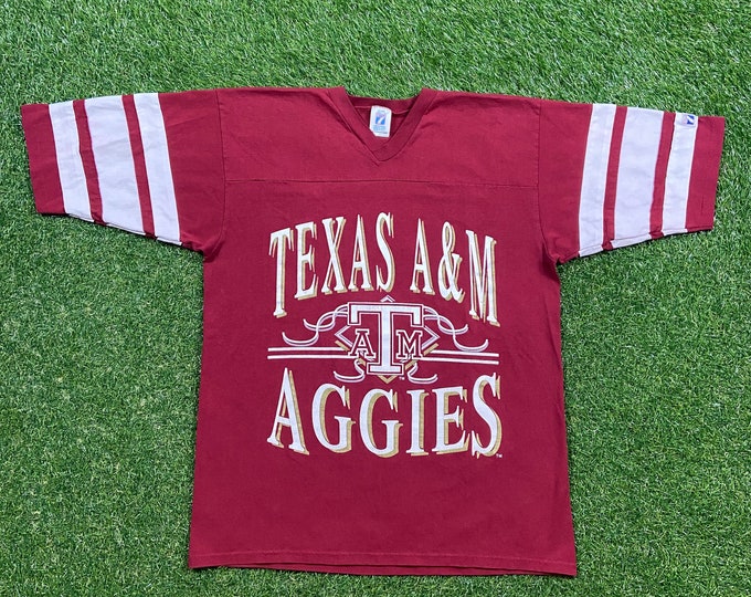 Vintage Texas A&M Aggies T Shirt Tee Logo 7 Made USA Size Large L NCAA College Football Classic