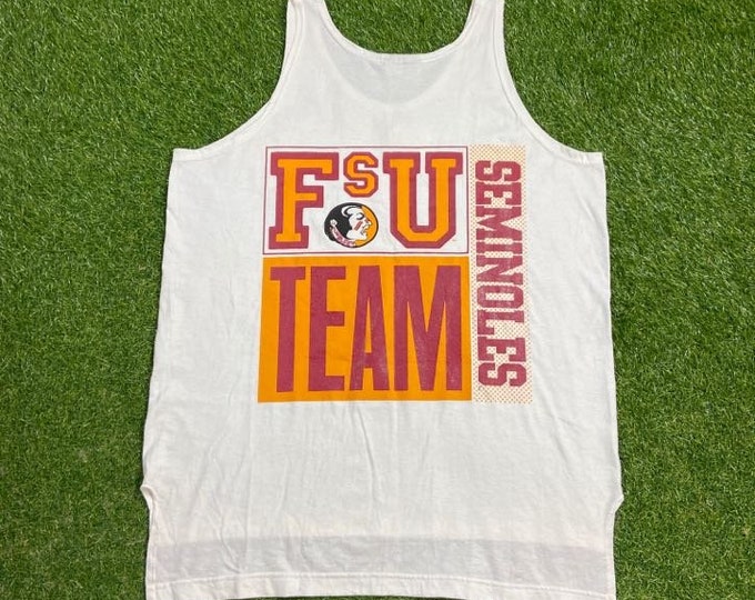 Vintage Florida State University Seminoles Tank Top Shirt Made Usa Xtra Large XL NCAA College Football FSU Tallahassee 1990s 90s Brand New