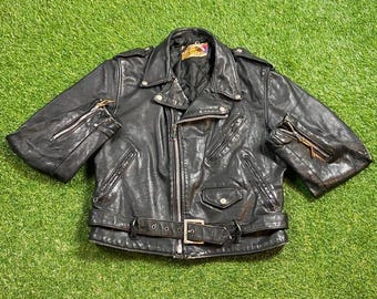 Vintage Black Leather Jacket Made USA Size Small S American Apparel Very Warm Coat Greaser Style Jacket Biker USA 1980s 80s
